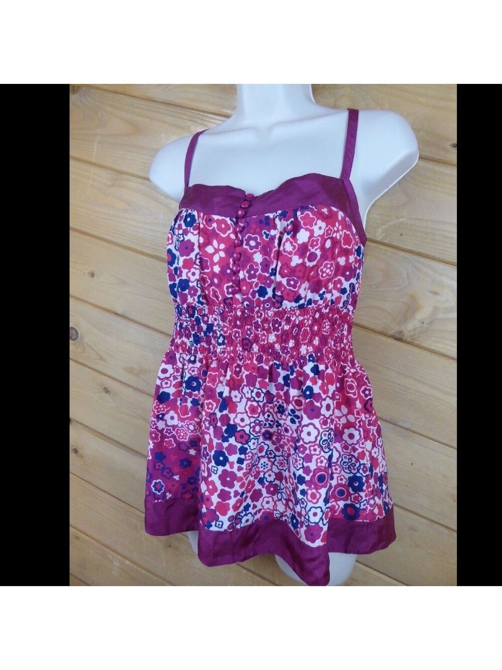 Odille Fuchsia Floral Silk Tunic Cami Ties Back 8 - Picture 10 of 10